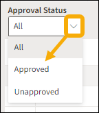 Billed Status field with yellow highlight box around the drop-down arrow and a yellow arrow pointing downwards to the selection options.